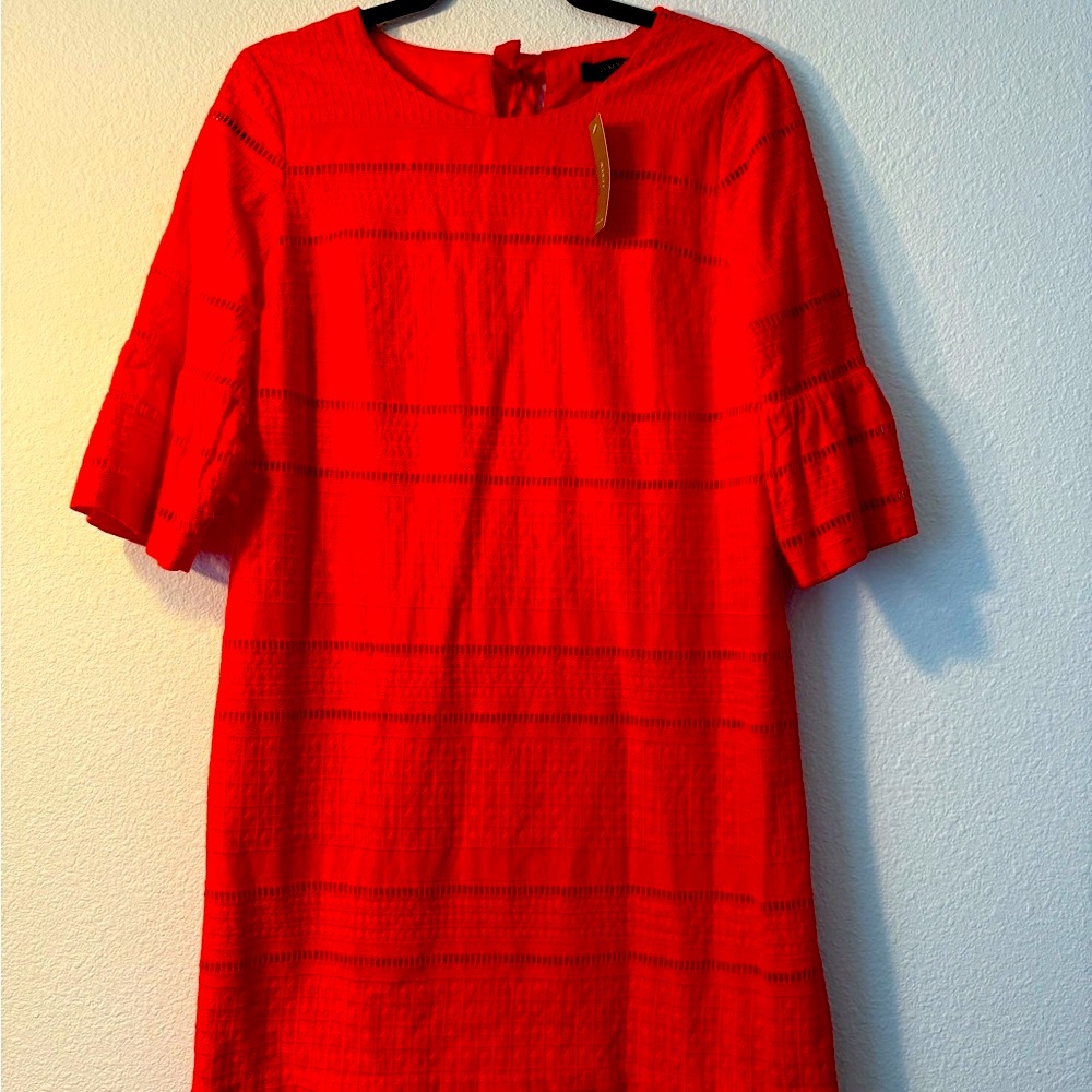 J. Crew Red Tiered Sheath Dress 3/4 Sleeve